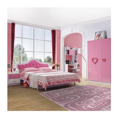 China Modern Wooden Bedroom Furniture Sets Kids Bedroom Pink Princess Bed For Girl for sale