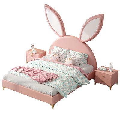 China Hot Selling Comfortable Fantasy Cat Crib Girl Princess Crib Modern Child Bedroom Leather Castle For Kids Bed Furniture Set for sale