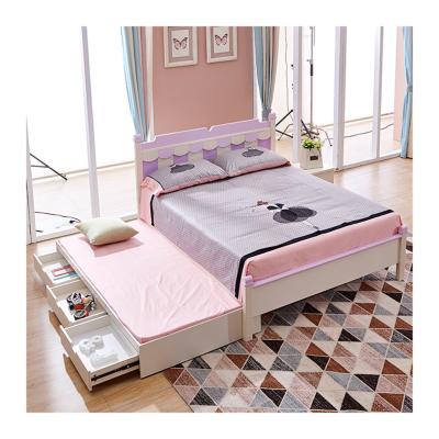 China Comfortable Modern Wooden Kids Single Double Bed With Sliding Bed And Bedside Table For Girl Bedroom Furniture Home Set for sale