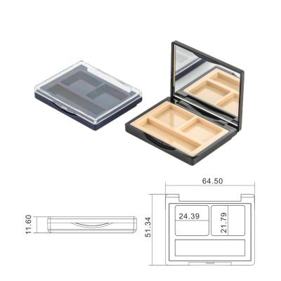 China Recycled Materials Free sample custom makeup empty rectangle eyeshadow palette packaging elegant 2 colors plastic eye shadow case for sale