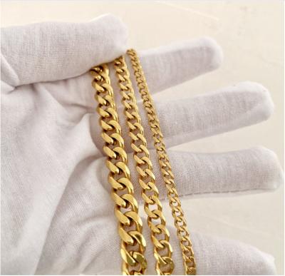 China Fashion Hip Hop Nickel Free Lead Free Jewelry For Woman Punk 3mm 5mm 7mm 8mm Golden Tasty Jewelry Chain Link Polishing Cuban Necklace The Top for sale