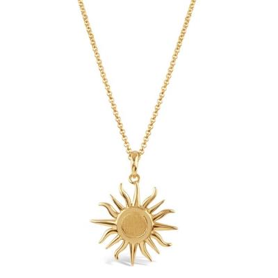 China nickel & Lead Free Stainless Steel Minimalist Women's Hawaiian Jewelry, 18K Gold Plated Center Sun Necklace Fashion Charm Brushed Pendant Necklace for sale