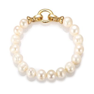 China Freshwater Pearl Bracelet Lead Nickel Free Pearl Waterproof Stainless Steel Round Buckle Women Bracelet Wedding Jewelry for sale