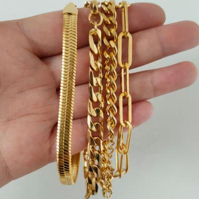 China Luxury Thick Snake Jewelry Gold Dubai Fishbone Cuban Chain Bracelet Lead Free Nickel Free Stainless Steel For Women Men for sale