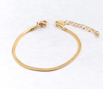 China nickel & Lead Free Minimalist Stylish Stainless Steel Bracelet 18K Gold Plated Women Flat Fishbone Snake Chain Bracelet for sale