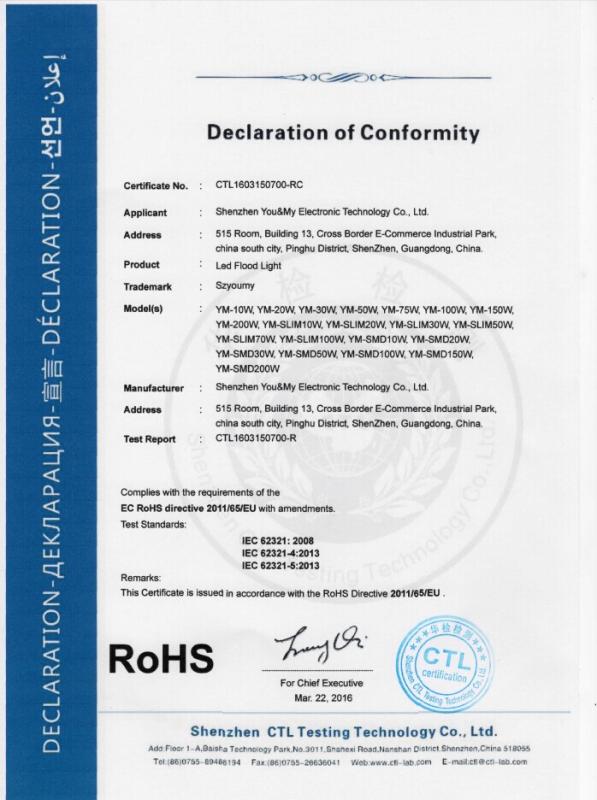 RoHS - Shenzhen You&My Electronic Technology Co., Ltd.