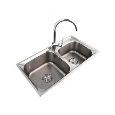 China With Faucet Hot Selling Bowl Steel Double Sink Industrial Kitchen Stainless Steel Wash Vegetable Sink for sale