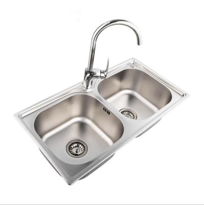 China With Faucet Furniture Hardware Double Bowl Stainless Steel Sink Kitchen Wash Sink for sale