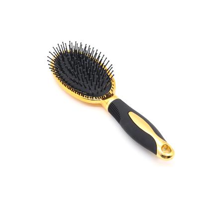 China Wholesale Hairdressing Oval Gold Handle Cushion Brush Plastic Hair Comb To Prevent Hair Breakage for sale