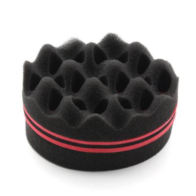 China Wholesale Black People Hair Twisting Tool Holes Barber Double Sides Magic Wave Sponge Brush Coil Loop Hair Twist Sponge Beauty Salon for sale