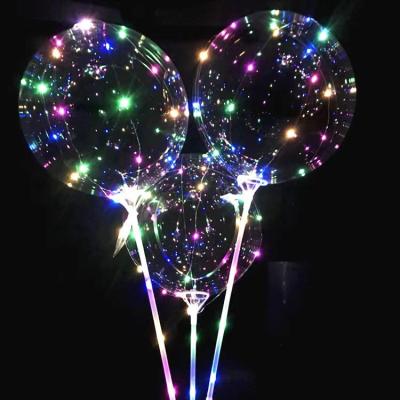 China 2022 New Eco-friendly Led Bobo Bubble Custom Round Light Balloons Clear Balloons With Stick For Christmas for sale