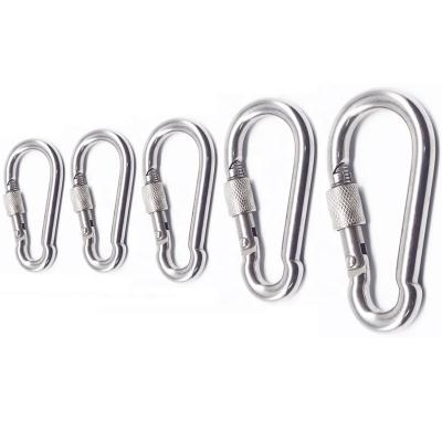 China Wide application range and high safety 304 316 stainless steel spring hook with seat belt ring mountaineering buckle safety hook safety hook adjustment buckle for sale