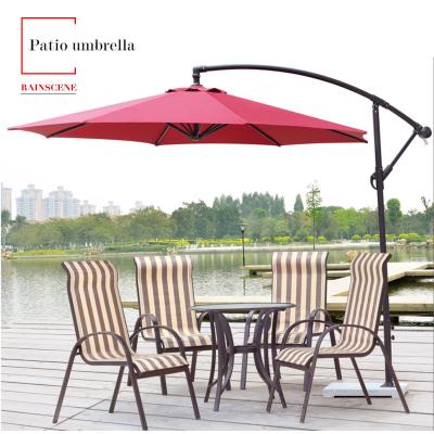 China European Customized Outdoor Garden Sun Umbrella LED White Shaded Cantilever Sunshade Patio Umbrella With Bases Parts for sale