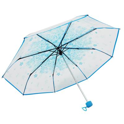 China Mini POE PVC Color Cheap Modern Promotional Cute Clear Folding Dome Small Transparent Umbrella For Wholesale for sale