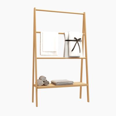 China Chinese Bamboo Ladder Towel Rack with Storage Shelf for Bathroom Bedroom or Living Room for sale