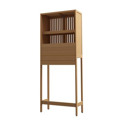 China Chinese Bamboo Over-The-Toilet Storage Cabinet 25.51*10.24*64.76 Bathroom Organizer with Shelf and Cupboard Unique Furniture Accessory for sale