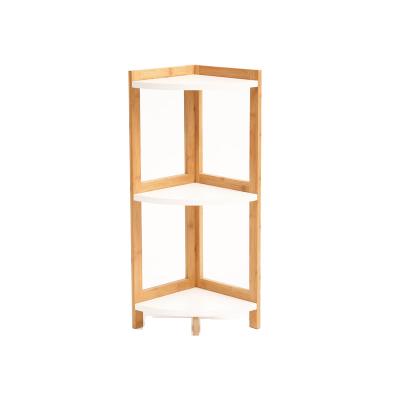 China Chinese Bamboo White Corner Shelf Stand Waterproof Bathroom Stand Great for Bathroom Storage Small Space Toilet for sale