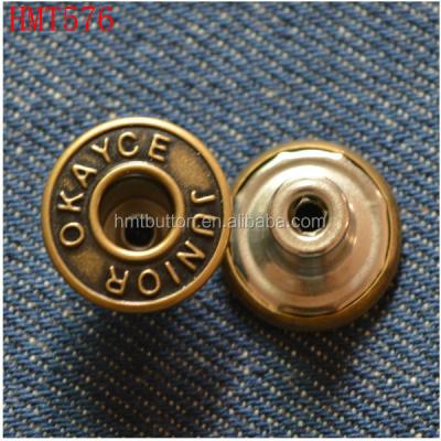 China Sustainable 15mm Single Pin Jeans Metal Button for sale