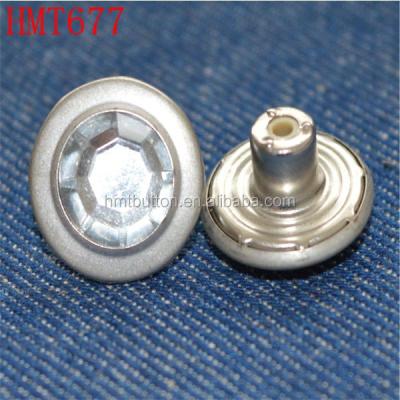 China New Fashion Metal Sustainable Decorative Jeans Button With Stone for sale