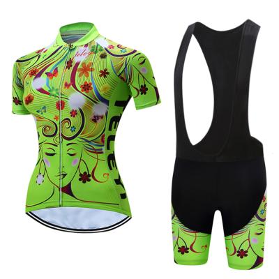 China 2021 Teleyi Women Summer Breathable Cycling Set 100% Polyester MTB Bike Shirt Breathable Bicycle Clothes Clothing Cycling Cycling Jersey Top for sale