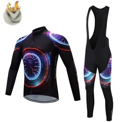 China Winter Fleece Teleyi Winter Thermal Mow Cycling MTB Bike Long Sleeve Bib Pants Cycling Outdoor Riding Set Men Clothes Tank Top Suit for sale