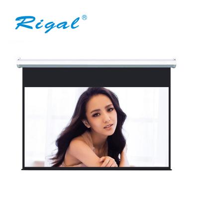 China Hot selling Electric projector screen wall/ceilling Mount for DLP/Hologram projector Motorized HD good quality projector screen for sale