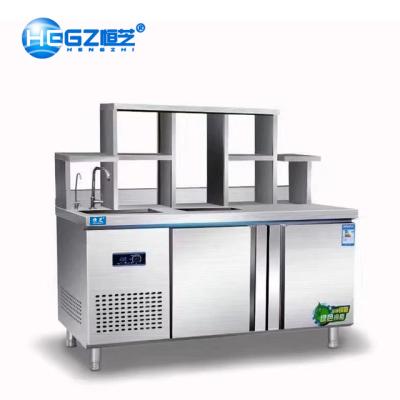 China Commercial Double-Temperature Fridges Freezers Quick Drinks Milk Tea Table 2 Door for sale