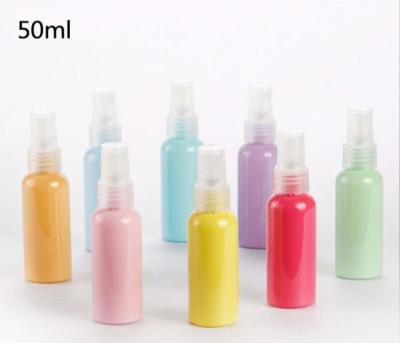 China 50ml Cosmetic Color Cosmetic Bottle Macaron Color Spray Bottle PET Thickening Spray Travel Bottle Spray Perfume Plastic Bottle for sale