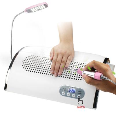 China ABS+stainless steel pink 72w nail art vacuum cleaner nail uv lamp and high quality drill 3 in 1 machine nail dust collector for sale