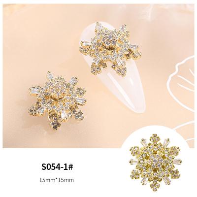 China Fashion and Luxury Rotating Micro Inlaid Charms Art Zircon Lollipop Gold And Luxury Silver Snowflake Nail Decoration Nail for sale