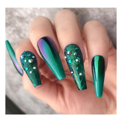 China Green Color French Nails Press On Luxury Popular For Women Nail Jelly Glue Luxury for sale