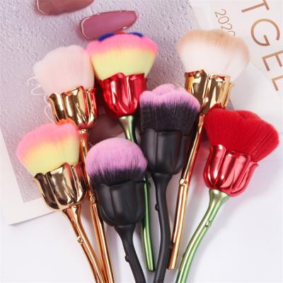 China Easy Apply Factory Price Nail Dust Brush Rose Design Nail Cleaning Brush Makeup Brush Loose Powder Nail Tools for sale