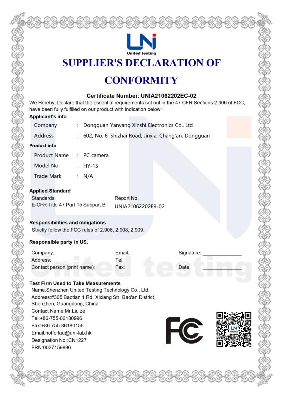 FCC - Shenzhen Qixinmao Electronic Trading Co., Ltd.