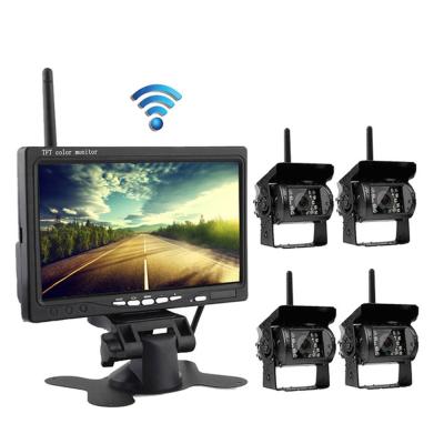 China 4CH 7 Inch Monitor WiFi Parking Assistance Bus Rear View Camera System Truck DVR Waterproof Radio Reversing Camera for sale