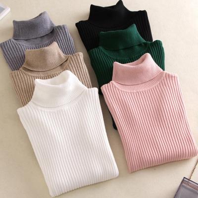 China Winter Women Knitted Turtle Neck Sweater Polo-Neck Jumper Fashion Slim Femme Elasticity Casual Soft Sweaters Anti-wrinkle for sale