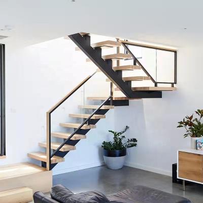 China Modern Metal Stair Kit Steel Solid Oak Wood Modern Used Floating Stairs for sale