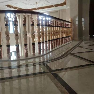 China Modern New Design Interior Stair Railing Fencing Staircase Aluminum Material Luxury Handrail Design Aluminum Marble Pillars for sale