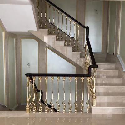 China Modern Prefab Stairs Gold Color Pillars Railings Aluminum Fence Railings for sale