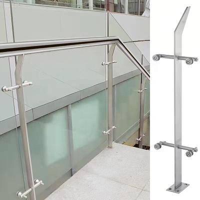 China 304 316 Stainless Steel Glass Balcony Post Modern Stair Railing Glass Balustrade for sale