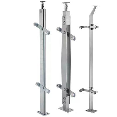 China Conventional Stair Handrails Stair Railings Post Railing Post Railing Stainless Steel Glass Column Modern Balustrade Railing Pillars Fence for sale