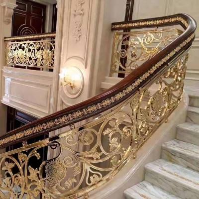 China Modern High Guality Gold Color Metal Railing Cast Aluminum Balcony Baluster for sale