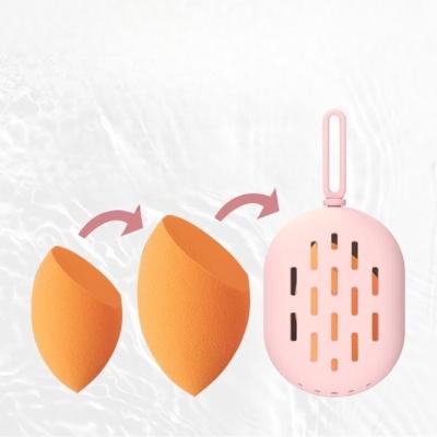 China Portable Silicone Makeup Brush Egg Holder Travel Makeup Sponge Case Eco-friendly Soft Unbreakable Stand Holder for sale