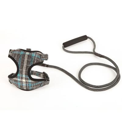 China Soft Stripe Style Shed Matching Dog Harness And Leash Set For Small Puppy for sale