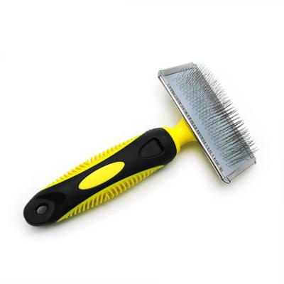 China Sustainable Pet Deshedding Tool Grooming Molder Slicker Stainless Steel Pin Brush for sale