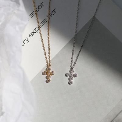 China FASHIONABLE Zircons 925 Sterling Silver Cross Necklaces Wholesale Sparkling Round Cut Jewelry For Women for sale