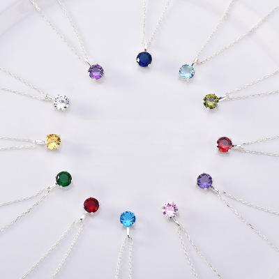 China Classic 12 Zodiac Colorful Zircon Gold Plated Women Jewelry 925 Sterling Silver Birthstone Necklaces for sale