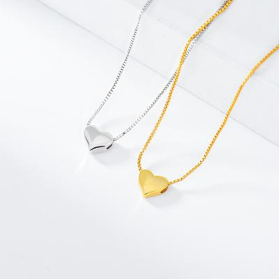 China Women 925 Sterling Silver FASHIONABLE Love Heart Pendant Gold Plated Box Chain Jewelry Necklaces for sale