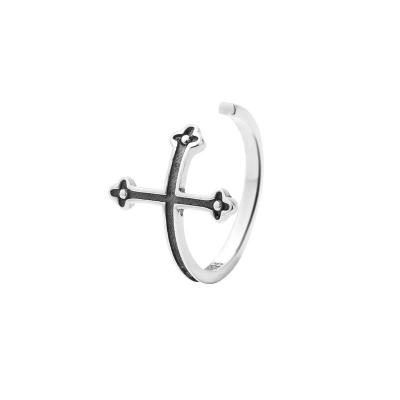 China 2021 Punks New Rhodium Plated Open End Cross 925 Sterling Silver Rings For Women for sale