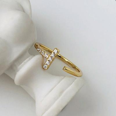 China FASHIONABLE Korea Style Minimalist 18k Gold Inlay Zircon Rings 925 Sterling Silver Rings For Women for sale