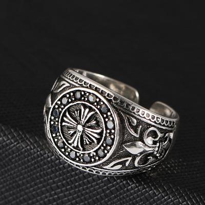 China Punk Customized Thai Silver Vintage Adjustable Mens 925 Sterling Silver Rings For Men for sale